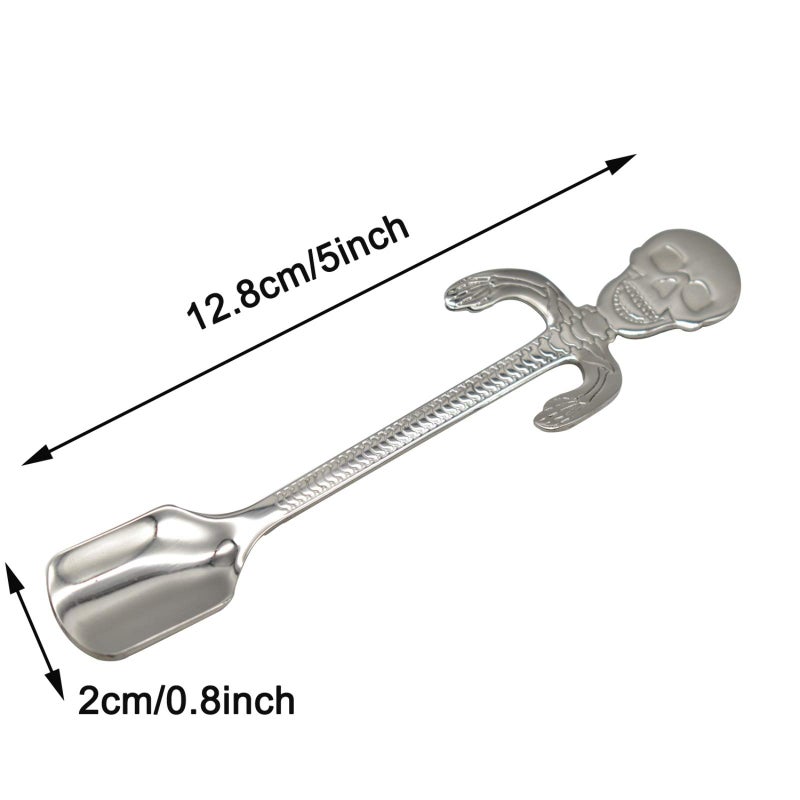 Maydahui 6 PCS Skull Spoon 5 inch 18/10ï¼ˆ304 ï¼‰Stainless Steel Hanging Teaspoons Coffee Tea Sugar Espresso Dessert Stirring Spoons Design for Halloween Party Kitchen - Image 2